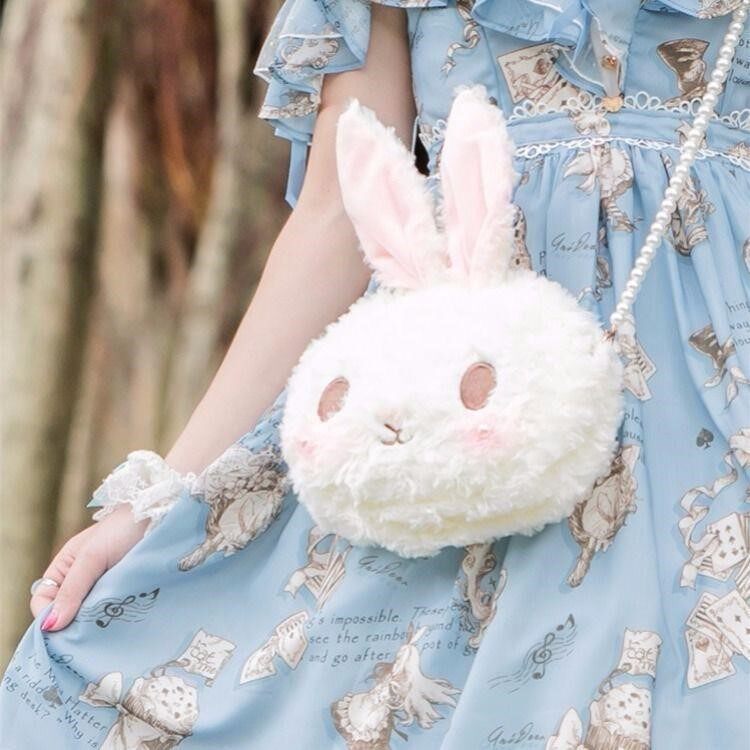Lolita cute bunny bag pearl messenger bag sweet all-match soft girl children's plush doll bag girl