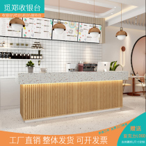 Fashion milk tea shop bar cashier simple modern beauty salon sweet shop counter log color front desk reception desk