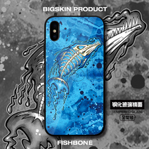 Personalized bone fish is suitable for iphonexsmax tempered glass mobile phone case mate20 apple 8plus protective cover