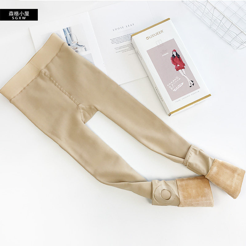 Ou Xueer OUXUEER189 net red light leg artifact plus velvet thickening winter warm and thin underwear natural skin