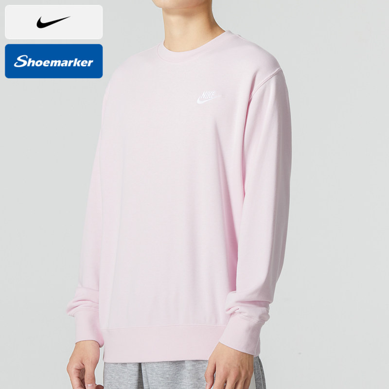 Nike Pink Sweatshirt for Men and Women 2025 Spring New Sportswear Round Neck Top Pullover