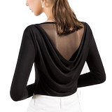 Современная танцевальная одежда латиноамериканская танцевальная одежда Женская взрослая топ с длинными рукавами модная сетка Новая современная танцевальная одежда