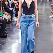 Kimhekim Zheng Xiujing same style washed blue straight jeans womens spring and summer high waist wide leg pants