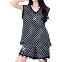 we11done vest vest shorts suit full print two-piece 2021 summer new embroidery
