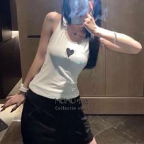 21 summer new products KIMHEKIM letter logo label love embroidery printing elastic slim slim vest tide