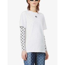 Marine Serre21 spring and summer black and white simple moon logo embroidery round neck short-sleeved T-shirt