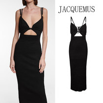 JACQUEMUS 2021 Womens Sling Backless Fitted Linen Midi Dress