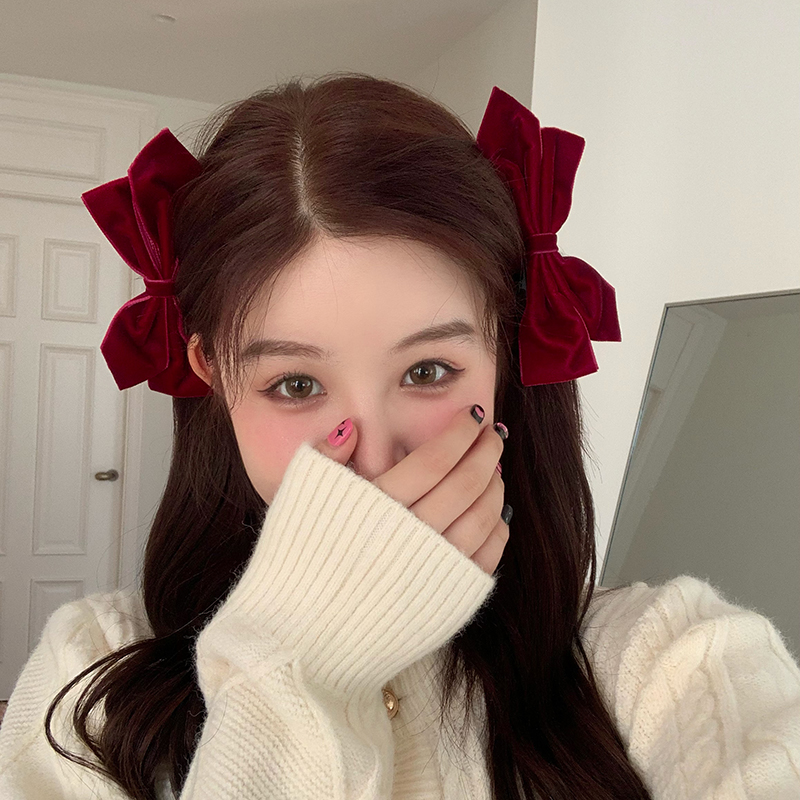 images 1:Butterfly Blast Flat 2023 New three-dimensional velvet Princess Wind Top Clamp Korean Girl Feeling Two Side Package