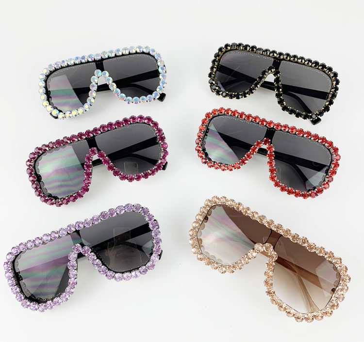 57g Weight UV400 Protection Lens Material Travel, Party Occasion Women'S Gender Diamond Design Elegant, Glam, Hip-Hop, Retro, Vintage Style, Fashion, Sweet, Simple Style, Sports Style Grey, White, Purple, Red, Green, Transparent, Silver, Black Color Elegant Glam Hip-Hop UV400 Protection Diamond Women's Sunglasses 无