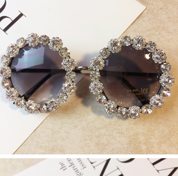 Casual Solid Color Pc Round Frame Diamond Frameless Women's Sunglasses display picture 1