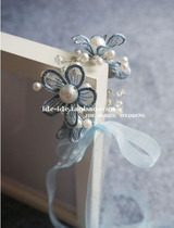 Girls heart light blue wedding small fresh and beautiful five-leaf flower ice cream color bracelet wrist flower bride bridesmaid sister group
