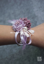 Wedding Dinner Annual Meeting Banquet Wedding Korean Western Pink purple Bride Bridesmaid Sister Hand flower Wrist flower corsage