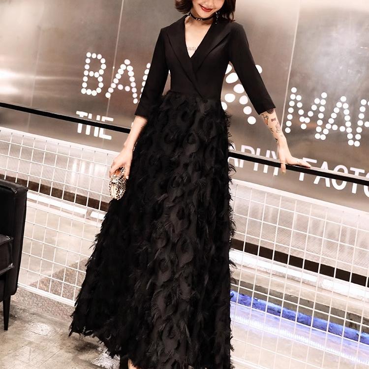 Plus-Size Evening Dress for Chubby Girls, Slimming and Tummy-Concealing, High-End Feel, 100kg Extra-Large Size Dress for Girls