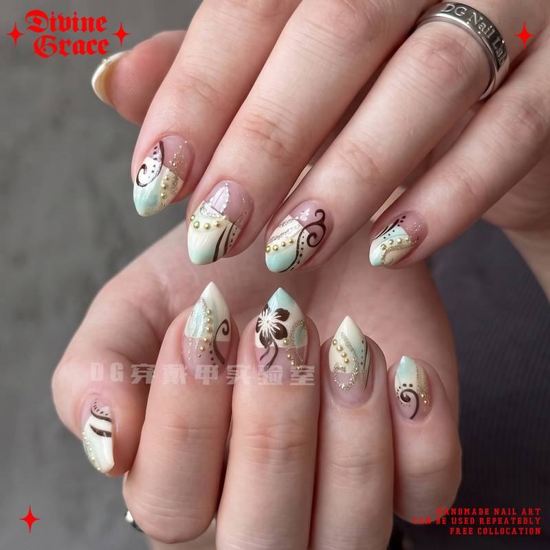 【Avocado Vine】Vintage Green Vine Summer New Nail Art High-End Handmade Stunning Wearable Nails