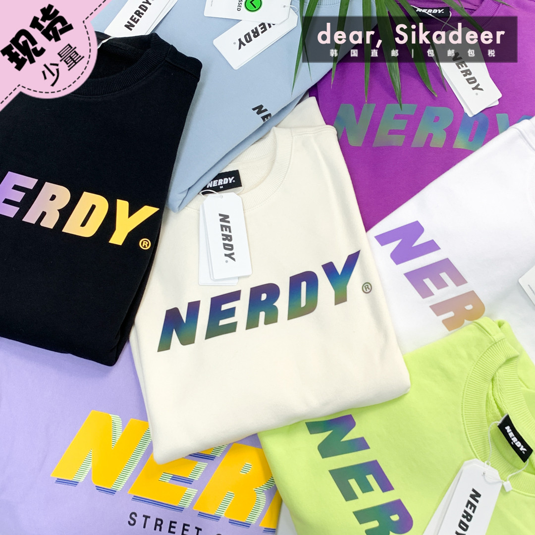 Spot ultra - special price Korea nerdy Rainbow Gradient Letter thick cotton T female round collar printed behind 21 new