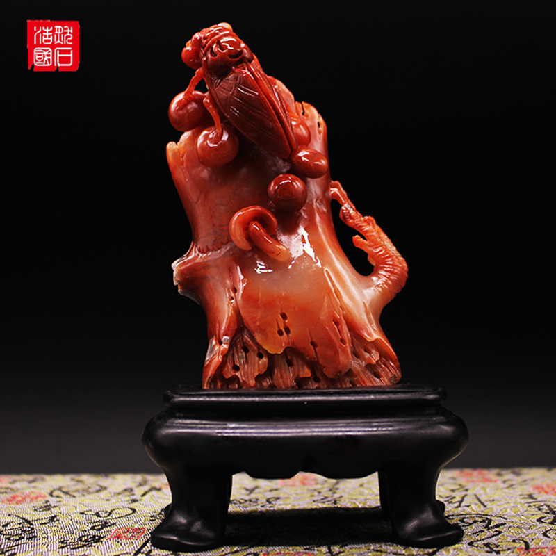 Natural Shoushan Stone Feng Shui Swing Accessories Fields Yellowstone Three Colorful Hibiscus Flowers Peach Blossom Alpine Lychee Freeze Good Buru Mausoleum