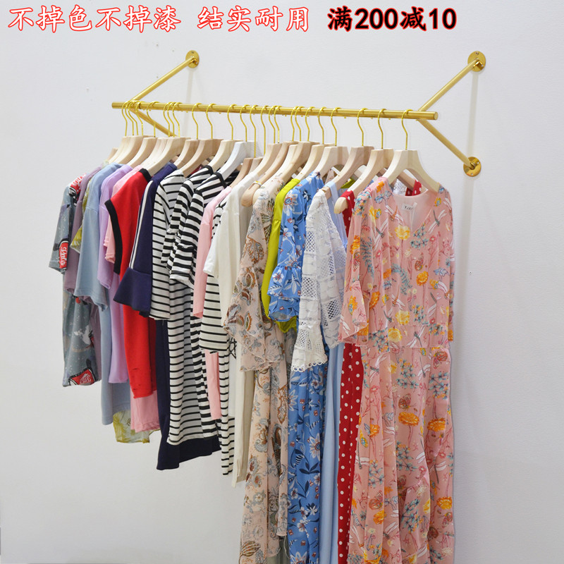 Clothing Store Show Shelves Stainless Steel Upper Wall Shelves Golden Positive Hanging Wall Hung Clothes Hanger Women Clothes Hanging Clothes Wall-mounted Racks