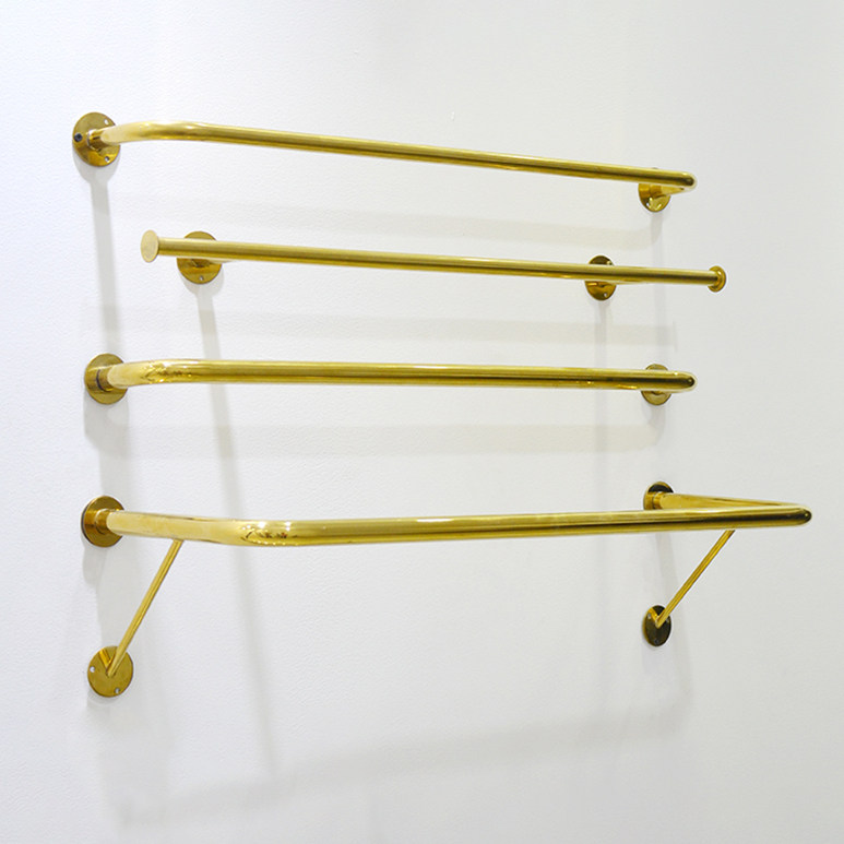 Clothing Shop Show Rack Upper Wall Golden Clothes Rack Stainless Steel Wall-mounted Hanger Wall Side Hanging on the wall