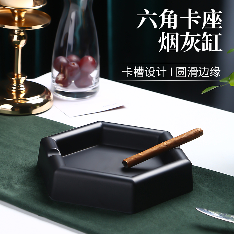Multi-function black ashtray personalized European cylinder fashion household tea bar KTV Hall table fittings