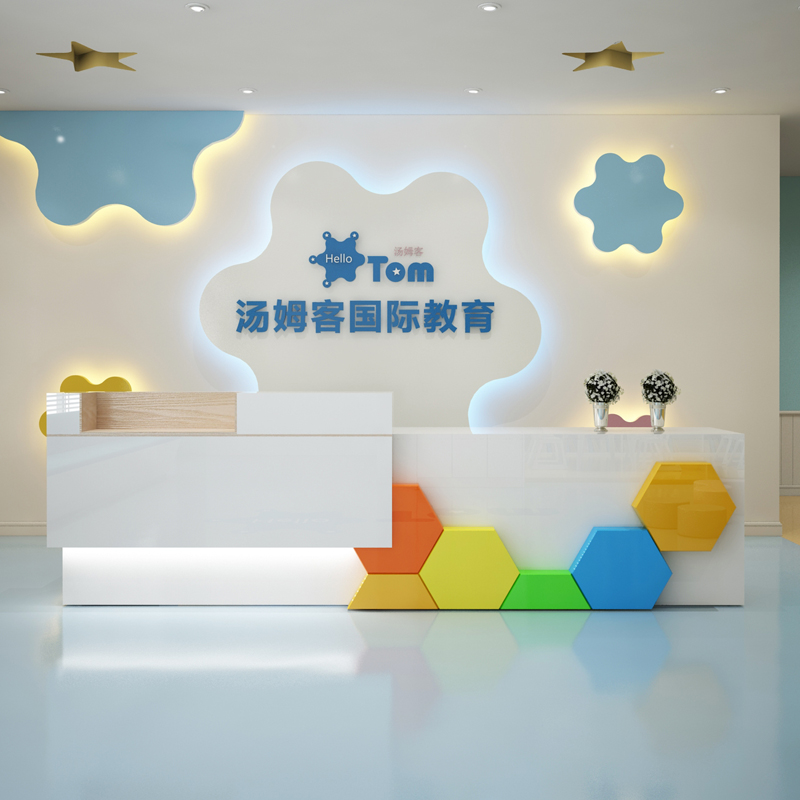 Company paint front desk reception desk straight-shaped modern beauty salon cashier counter high-end hotel bar desk custom-made