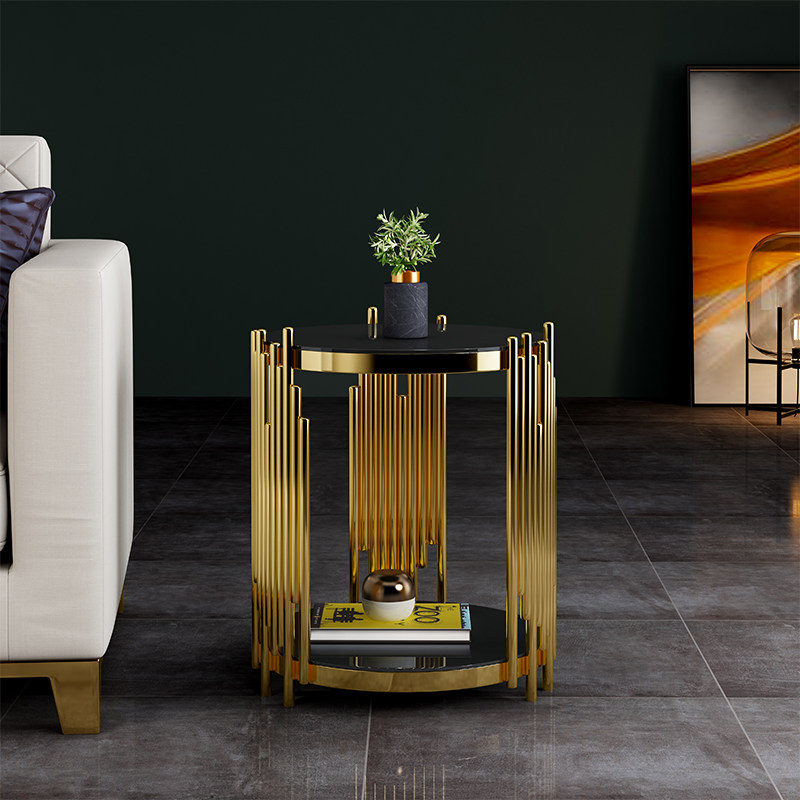 Light extravagant marble corner a few living-room sofa round stainless steel sides a few rock plates bed head cabinet brief modern little tea table