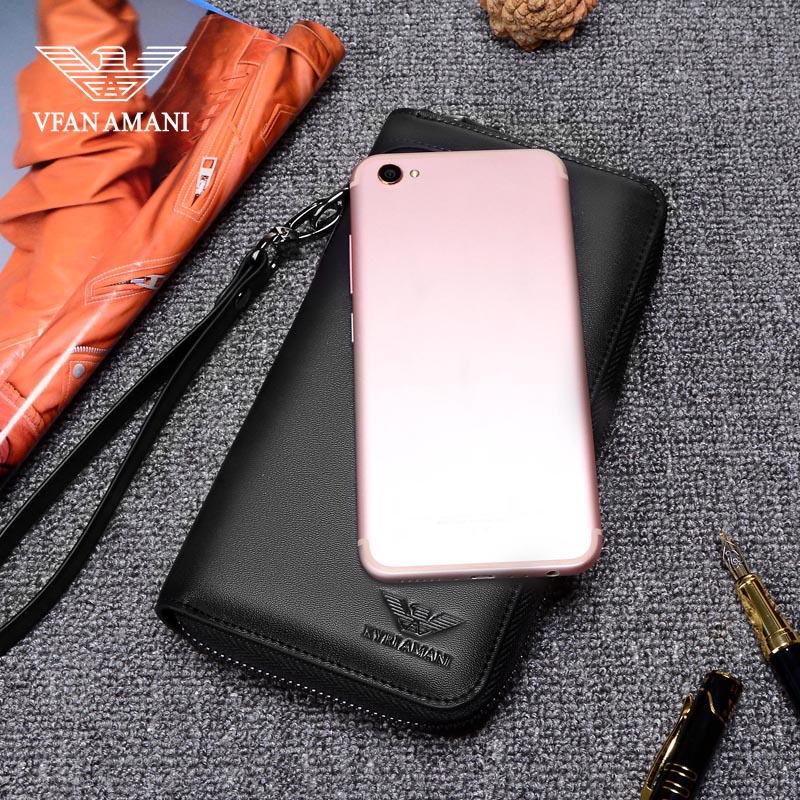 Dimensional Square Manny Wallet Men's Long Prints 2021 new genuine leather money clip leather clip large capacity hand grab bag tide