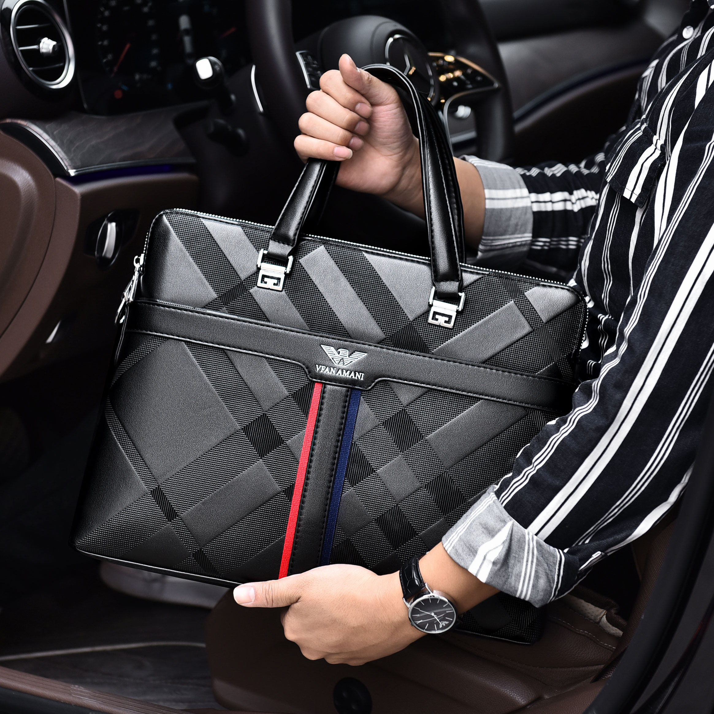 Vifang Yamanney New Men's Kits Business Briefcase Big Capacity Cross Computer Bag Handbags Male Genuine Leather