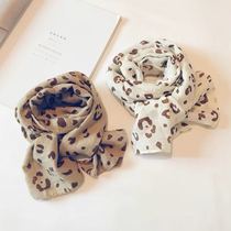 Korean childrens printed cotton and linen scarf for boys spring and autumn thin baby scarf windproof gauze scarf versatile for all seasons