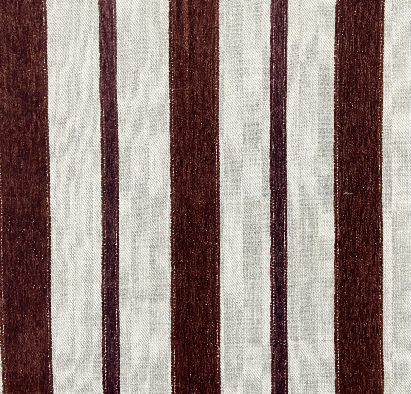 Caramel-Colored Vertical Striped Cotton-Linen Chenille Fabric for Handmade Chair Upholstery, Headboard, and Sofa