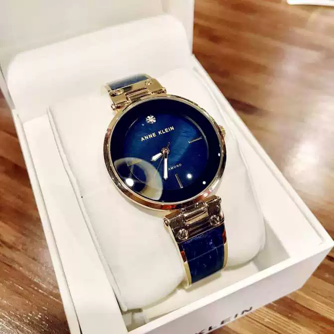 Покупка подлинных часов Anne Klein2512LPGB с браслетом из черного золота и бриллиантов, женские часы 1414bkgb