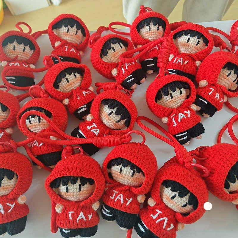 Finished Jay Chou Crochet Doll Pendant, Q-Cute Style Bag Pendant, Keychain, Gift Ornament