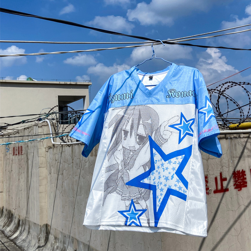 Lucky Star This Place Two-Dimensional Summer V-Neck Quick-Drying Sports T-Shirt Slow down Pain Shirt Lucky Star This Place Two-Dimensional Summer V-Neck Quick-Drying Sports T-Shirt Slow down Pain Shirt