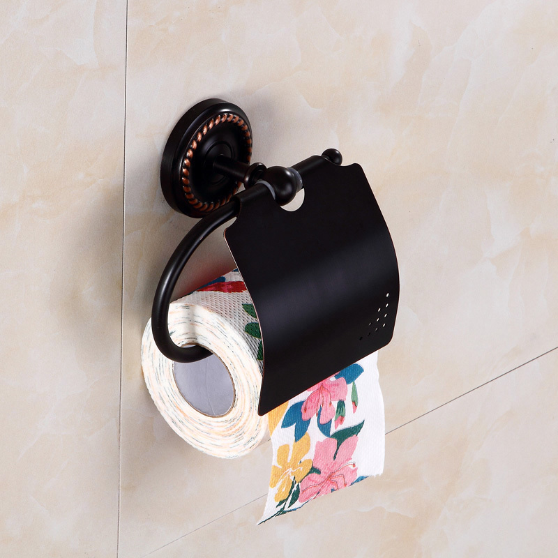 Retro Copper Paper Towel Rack Full Copper Black Drum Toilet Paper Machine Makeup Room Toilet Paper Towel O Style Furnishing Style New