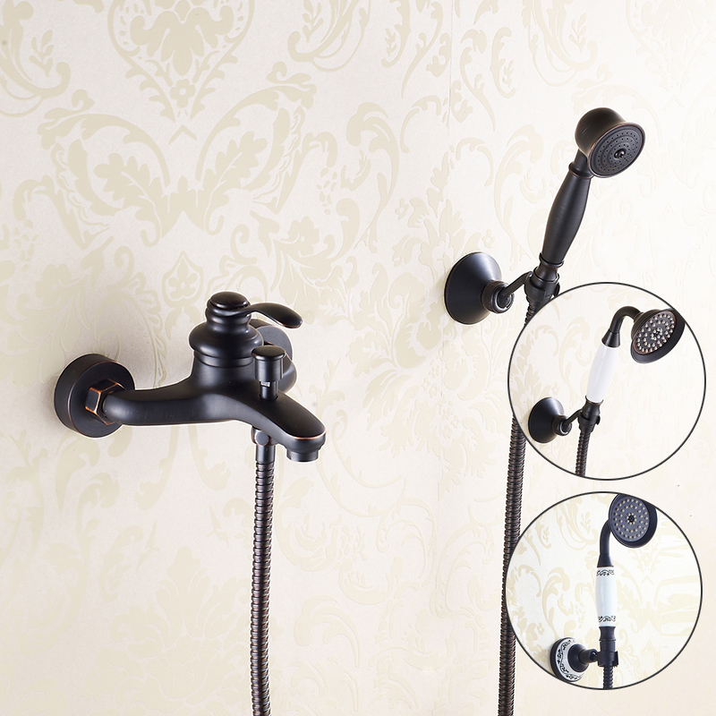 Bathroom Easy shower SHOWER HEAD KIT All copper European-style Antique Black Ancient Bronze Color Bathtub Bathroom Tap