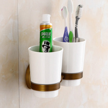 Hardware Eurostyle Antique Bronze Tooth Brush Holder Retro Black Gargling Cup Holder Toothbrushing Cup Ceramic Cup Carved double cup holder