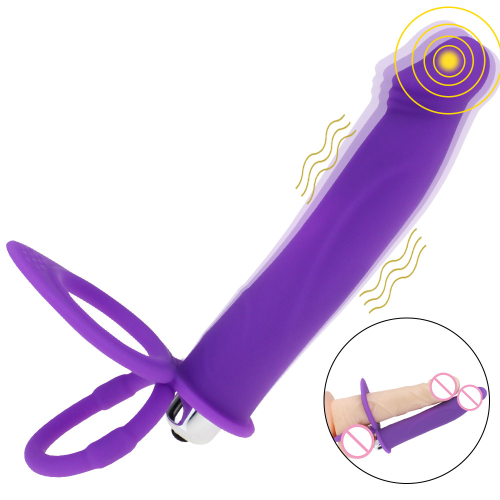 Silicione Double Penetration Penis Vibrator Strap on Dildo Vi