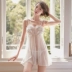 Sling váy ngủ dây đeo ngực nhỏ váy ngủ của phụ nữ mùa đông và mùa hè quần áo trong suốt đồ lót mùa xuân, mùa hè và mùa thu dài mùa thu băng lụa phục vụ tại nhà - Đêm đầm