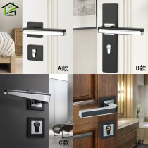 Indoor door lock door bedroom zinc alloy split lock household silent black solid wood door lock American universal type