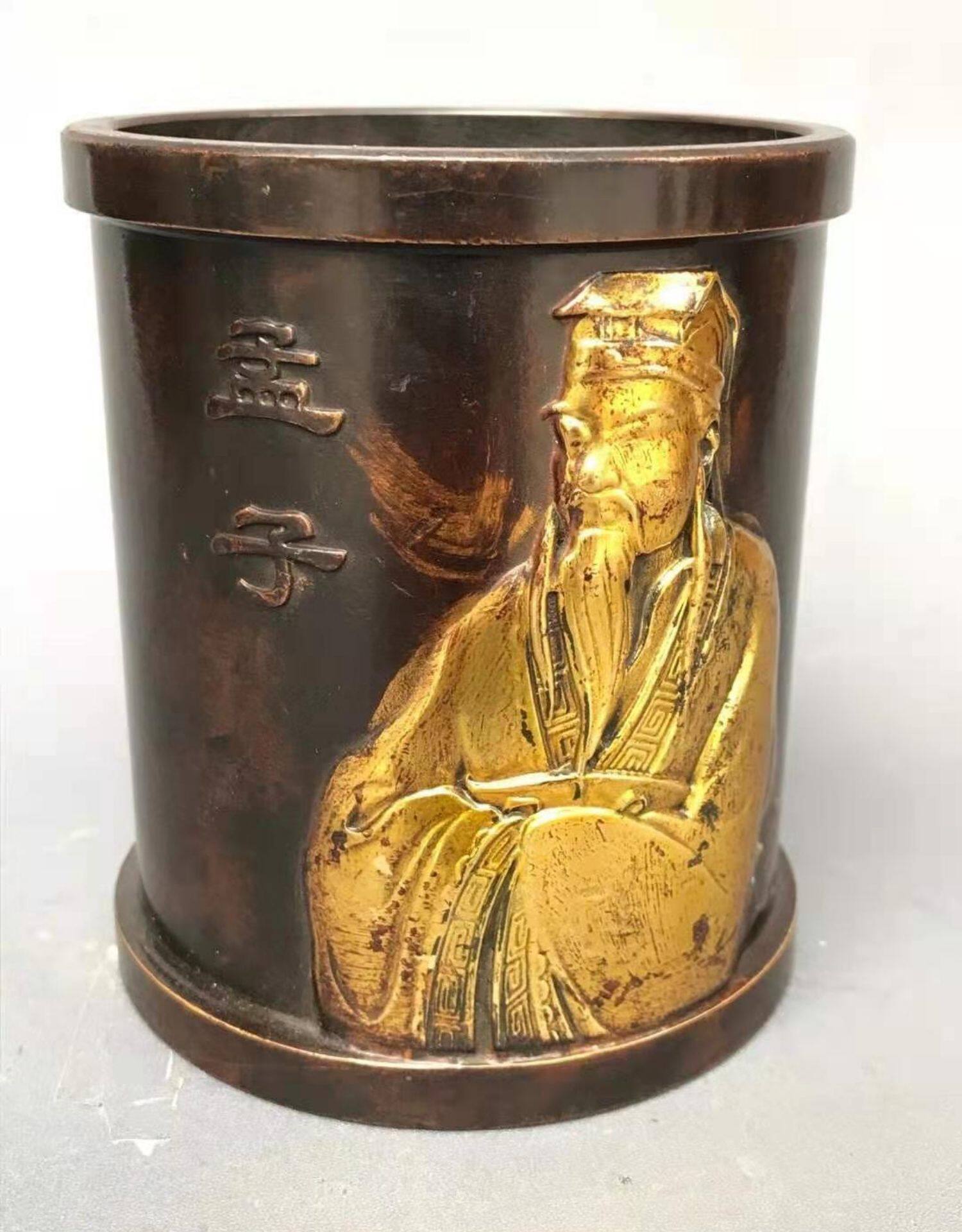 香爐，中囯清朝時代物古銅製，茶道具，書房置物，古美術品，高7cm重500