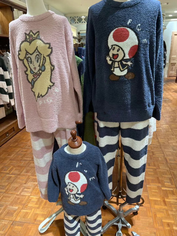 Japanese-Style Princess Mushroom Cartoon Soft Couple Pajamas Autumn and Winter Warm Plush Knitted Loose Thickened Loungewear