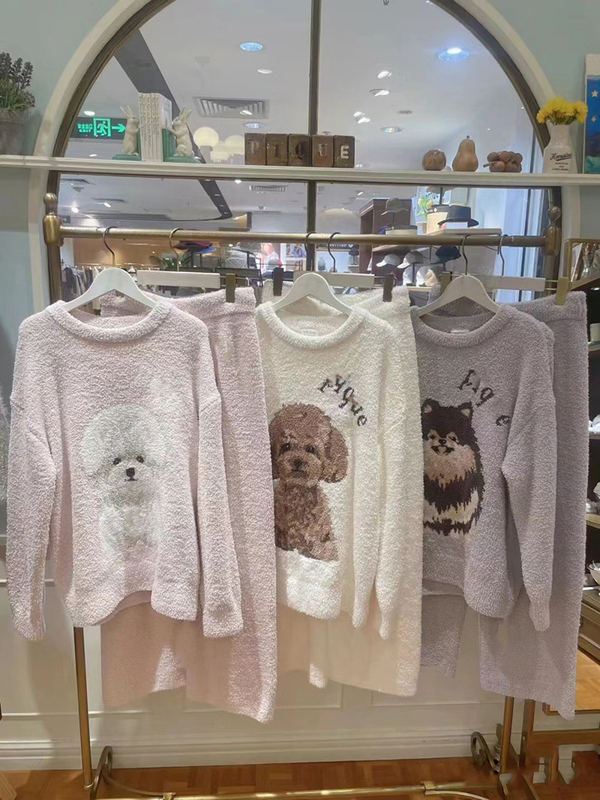 Japanese-Style Cute Bichon Teddy Thickened Soft and Warm Women's Winter Pajamas Plush Soft Cartoon Loungewear