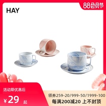 HAY Twist Collection Marbled Ceramic Cup and Saucer Set