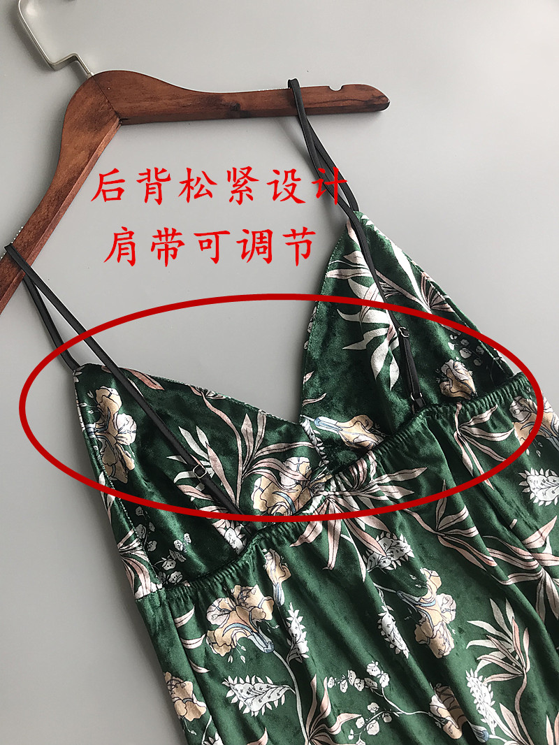 Váy ngủ nữ mùa thu Hàn Quốc phiên bản xuân và thu vàng gợi cảm nhung mỏng mùa thu và mùa đông sling nữ mùa thu đồ ngủ nữ 2018 mới váy ngủ mùa đông