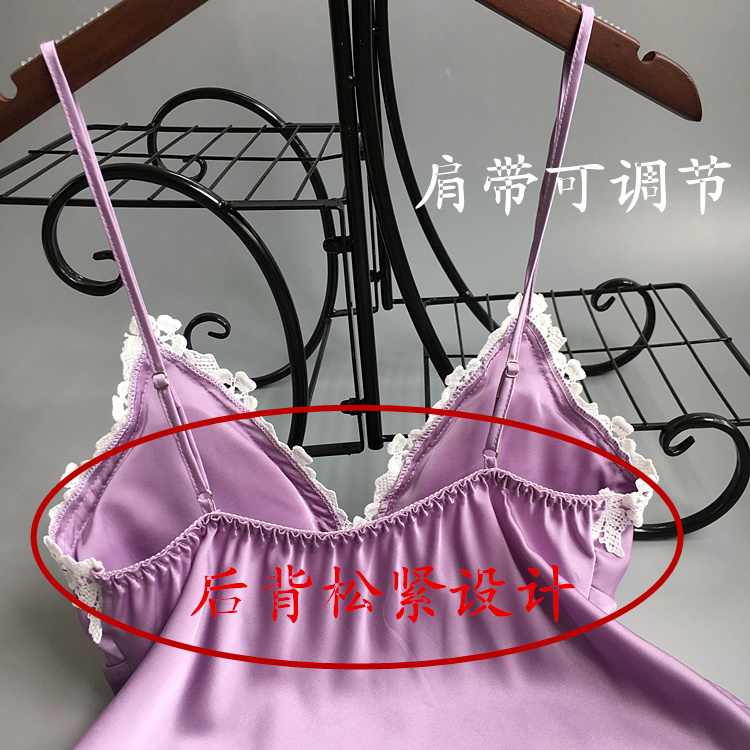 Đồ ngủ của phụ nữ mùa hè Sexy Halter đồ ngủ hai mảnh Set với ngực pad băng lụa mỏng đồ ngủ lụa bộ