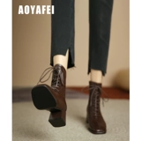 Martens, высокие демисезонные универсальные короткие сапоги, из натуральной кожи