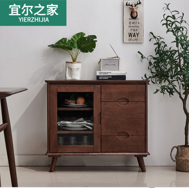 Yier House solid wood dining sideboard Nordic oak multi-functional locker modern simple and economical tea cabinet