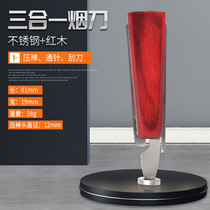 Factory direct sales stainless steel three-in-one mahogany knife pressure rod needle scraper pipe accessories cleaning tool