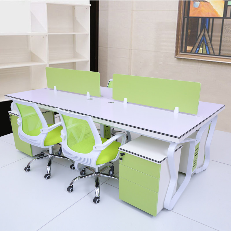 Desk Simple modern staff four - person staff 4 computer tables and chairs combined screen work 6 office furniture