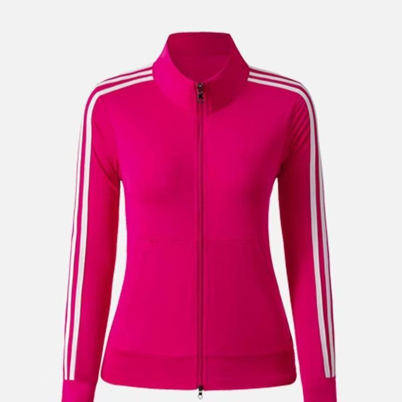 Summer New Style Sports-Style Stand-Up Collar Zipper Ice Silk Sun Protection Jacket for Women, Striped Casual Versatile Square Dance Top