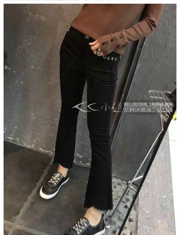 Châu Âu ga xuân hè 2018 hàng mới châu Âu áo len hoang dã áo len nữ cọc cọc cổ áo len đáy áo mùa đông áo thun tay lỡ